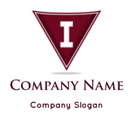 Maroon triangle emblem with a white capital letter 'I' and shadow effect.