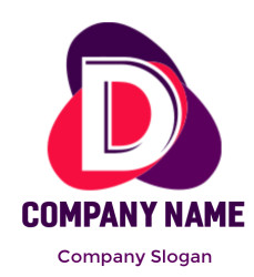 D logo design with overlapping red and purple shapes.
