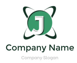 Green circle with a letter J overlaid on an atomic symbol.