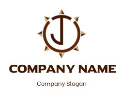 Make a Letter J logo merged with compass