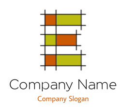 Abstract grid pattern featuring orange and yellow squares with bold black lines.