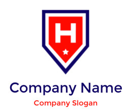 A red and blue shield emblem featuring the letter H and a star.