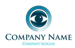 Abstract eye icon featuring concentric blue circles surrounding a stylized eye.