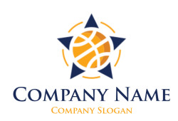 Abstract global network logo with orange and blue circular design.