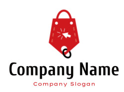 Red shopping bag icon featuring a discount symbol indicative of a sale or special offer.