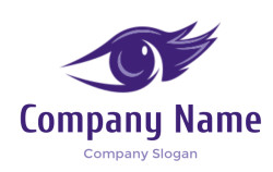 Abstract purple eye logo design with stylized elements.