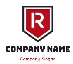 Letter R logo template in shield