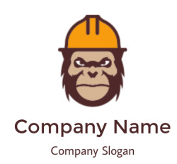 animal logo gorilla face with construction hat