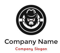 animal logo icon gorilla with cap in circle