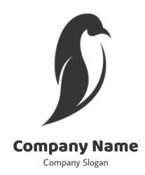 Minimalist black bird silhouette logo design.