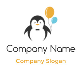 design a pet logo penguin with balloons