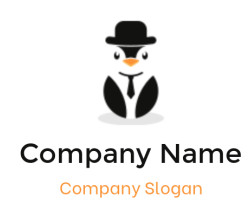 pet logo online penguin with tie hat and court