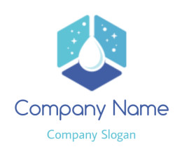 cleaning logo maker water drop in hexagon