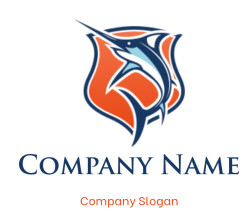 animal logo template sword fish inside shield