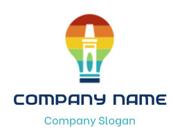 Colorful light bulb icon with a pen silhouette in the center.