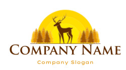 animal logo symbol deer between trees