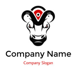 animal logo image bull with target sign