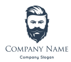 Minimalist illustration of a bearded man's face with stylized hair and beard.