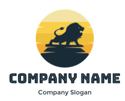 animal logo lion silhouette on the rock