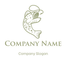 restaurant logo icon line art fish with hook
