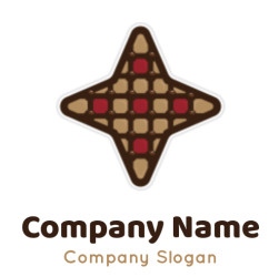 A geometric cross-shaped pattern featuring brown and red colors.