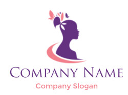 beauty logo woman silhouette with swoosh