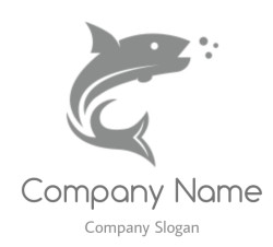 Stylized shark logo with aquatic design elements.