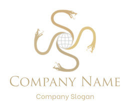 animal logo snakes around globe