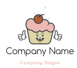 food logo cupcake with cherry on top mascot