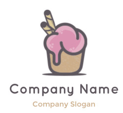 food logo cupcake with wafers and cream