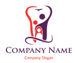 Abstract logo featuring a family embrace design in red and purple.