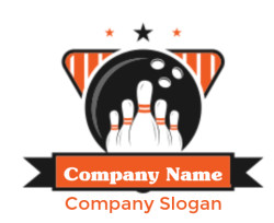 sports logo bowling pins in bowling ball