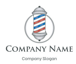 online barber logo pole in circle