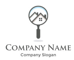 property logo roofs in magnifying glass