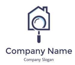 property logo magnifying glass in abstract house