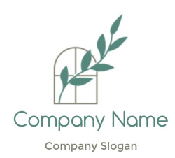 property logo icon line art window with leaves