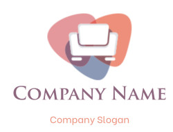 Abstract icon of a lounge chair with overlapping colorful shapes in the background.