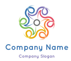 A colorful swirling abstract design featuring a circular pattern with multicolored swirls.