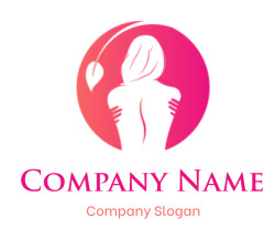 Abstract silhouette illustration with a pink gradient background and a leaf design.