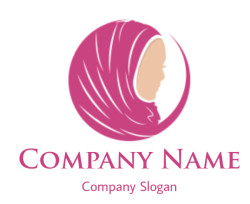 fashion logo woman in hijab in crescent