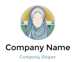 create an apparel logo retro style hijab