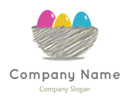 art logo icon nest with colorful eggs