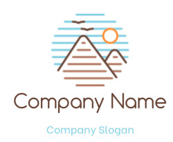 landscape logo line art mountains with sun