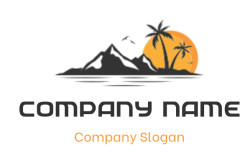 landscape logo mountains and sea with trees