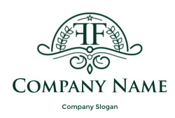 Elegant monogram logo featuring FF initials with ornamental design in green.
