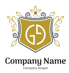 Elegant emblem featuring a golden shield with intricate floral designs.