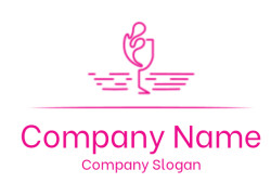 Minimalist pink wine glass logo with a stylish outline design.