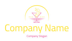 Neon cocktail glass with a splash design and stars