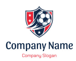 Dynamic soccer emblem featuring a shield with stars and a soccer ball.