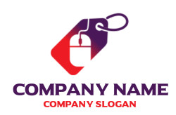 Logo featuring a tag with a computer mouse symbolizing digital shopping.